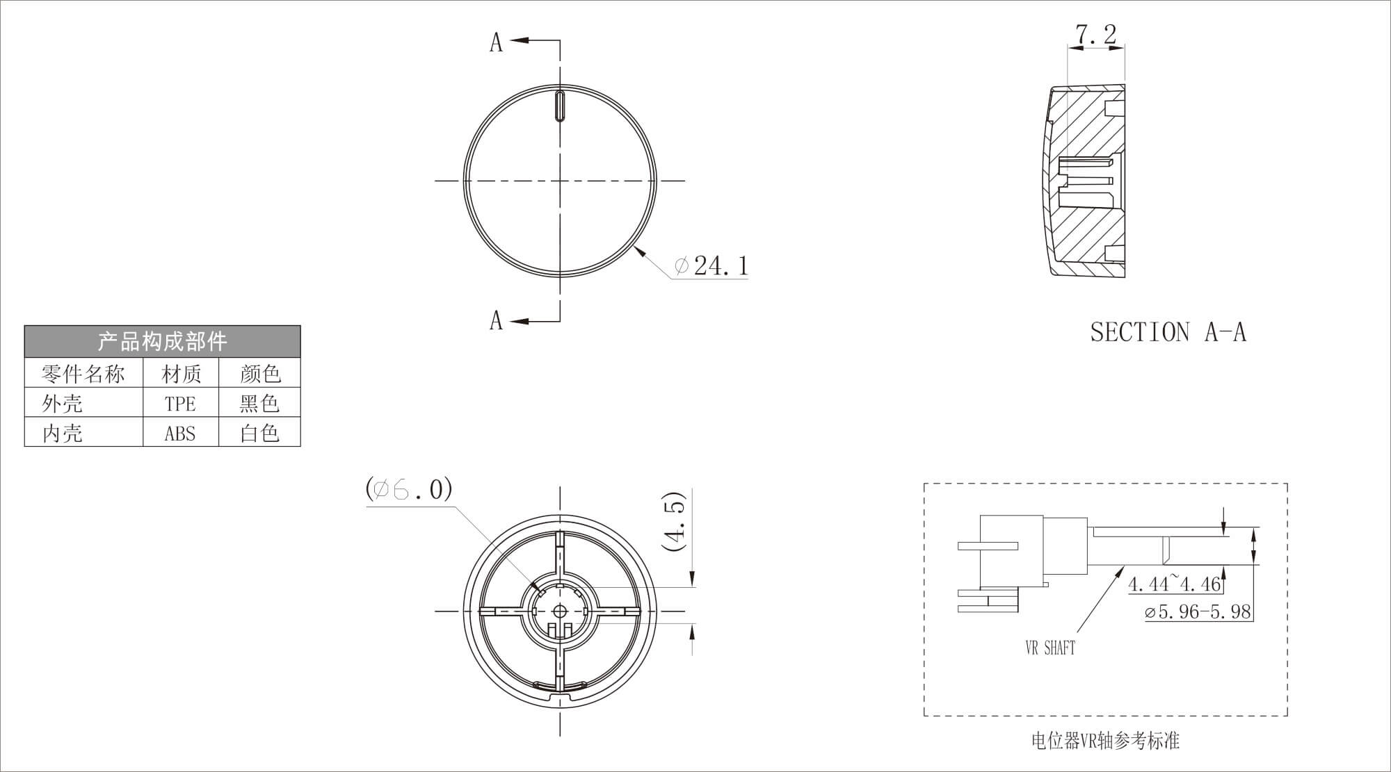 Plastic Two Color Knob X131